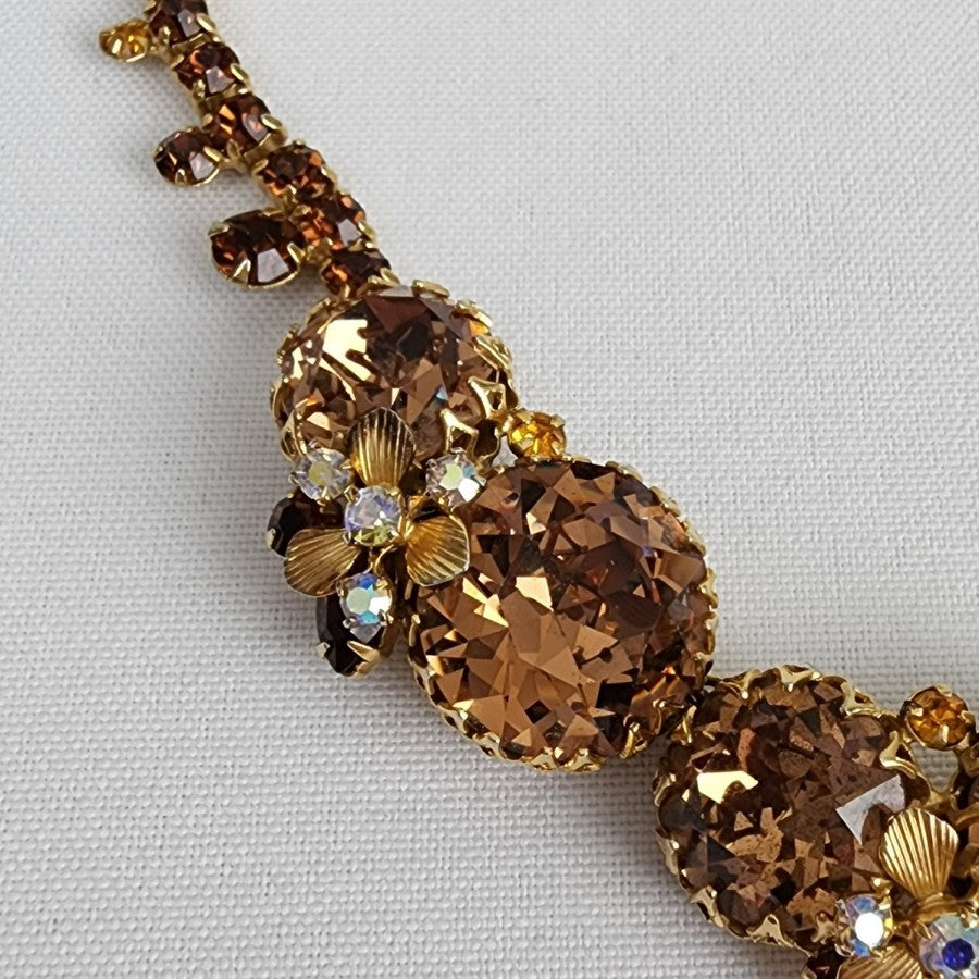 Hattie Carnegie Smoky Topaz Large Cabochon Necklace Earring Set