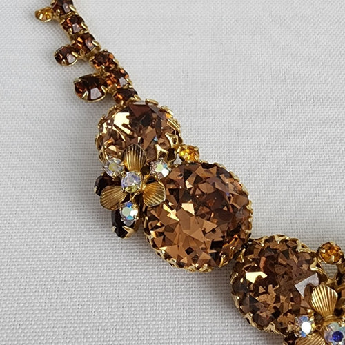 Hattie Carnegie Smoky Topaz Large Cabochon Necklace Earring Set