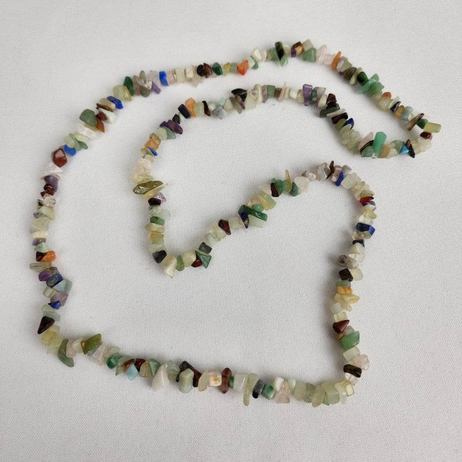 Natural Stone Chip Beaded Long Necklace