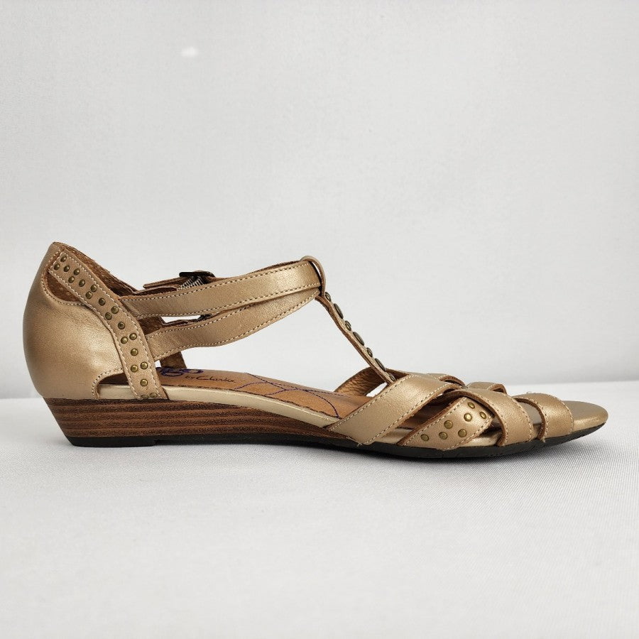 Indigo Bronze Studded Leather Sandals Size 9.5