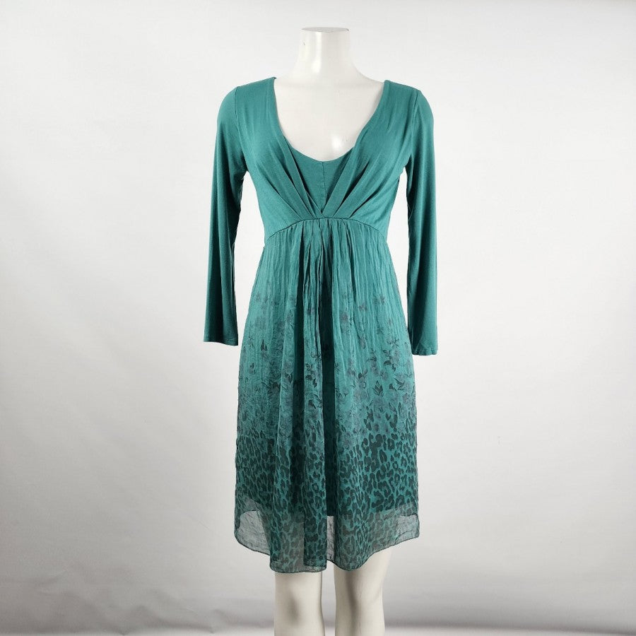 Giuli Green Silk Long Sleeve Mini Dress Size S