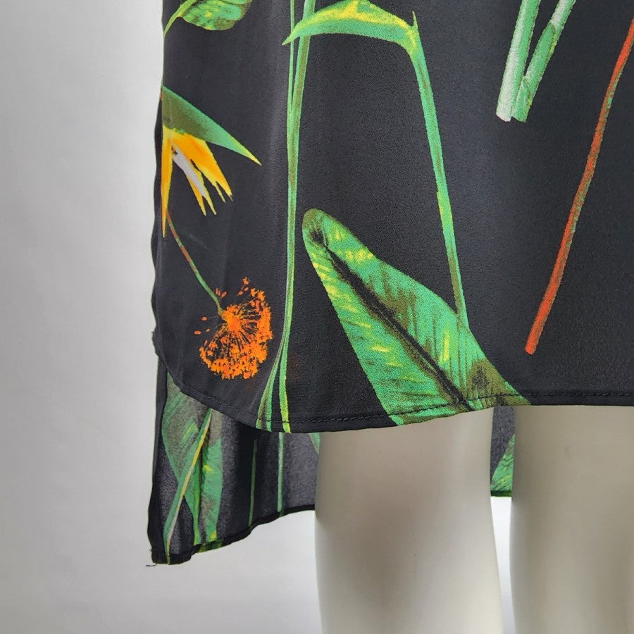 Reitmans Black Birds Of Paradise Floral Midi Dress Size S