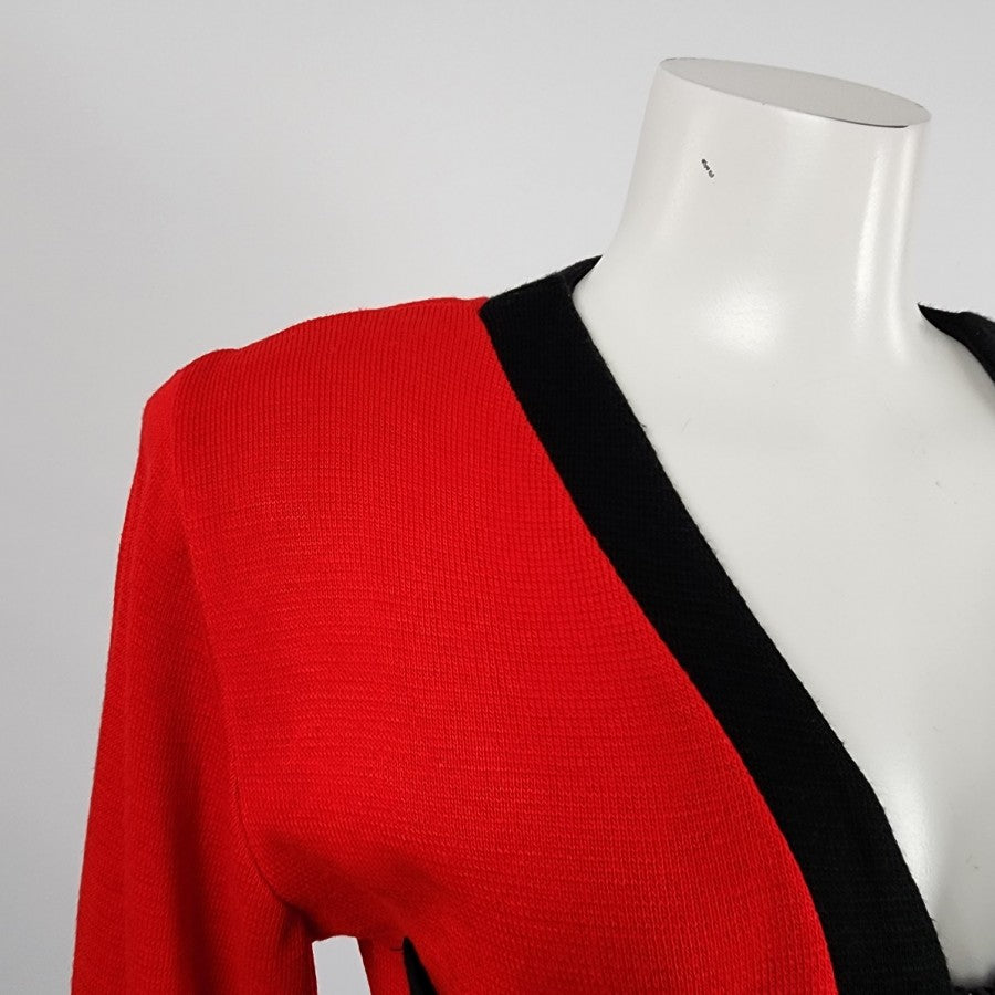 Vintage Red Knit Zip Up Jacket Cardigan Size M