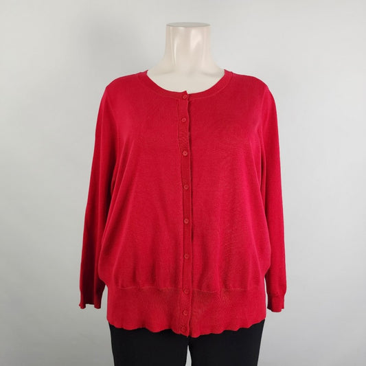 Lane Bryant Red Knit Button Up Cardigan Size 26/28
