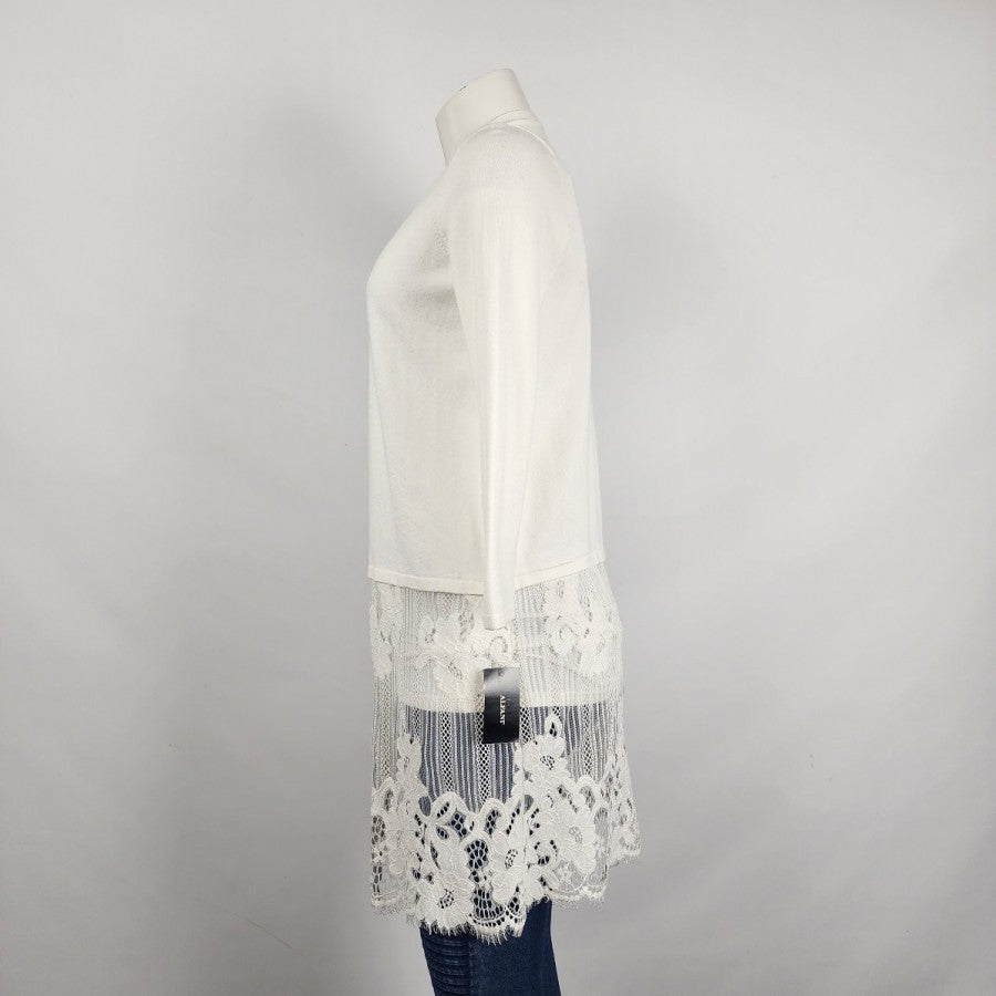 Alfani White Knit Lace Cardigan Size XS