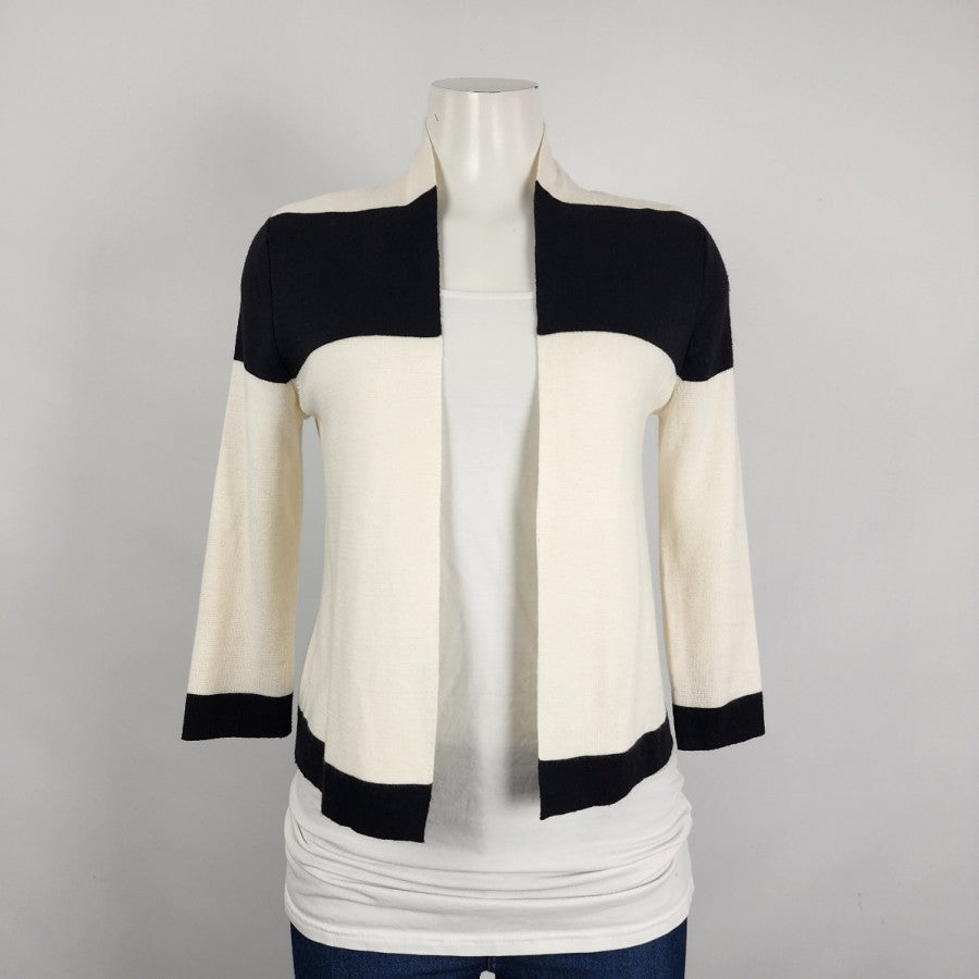Liz Claiborne Cotton Color Block Cardigan Size S Petite