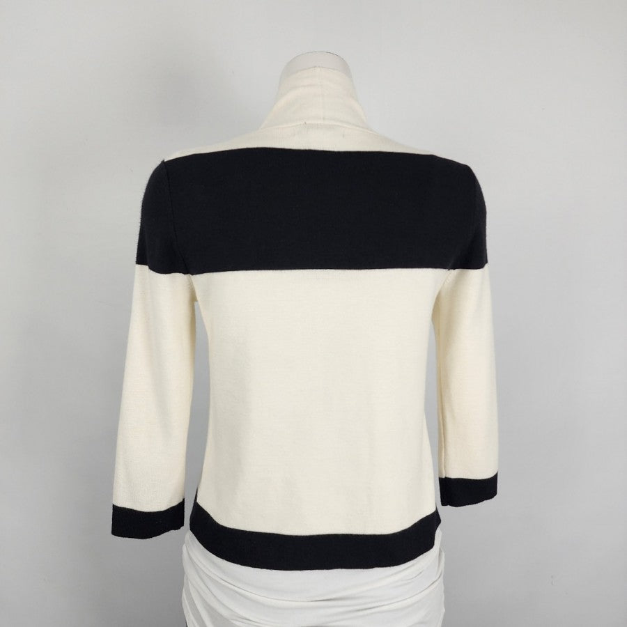 Liz Claiborne Cotton Color Block Cardigan Size S Petite