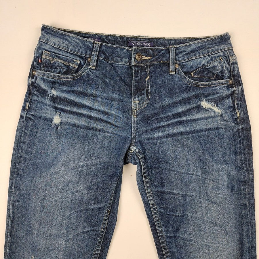 Vigoss Distressed The Boyfriend Rolled Up Skinny Jeans Size 7