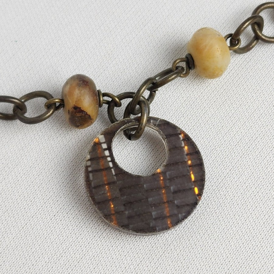 Color By Amber Brown Chain Beaded Pendant Necklace