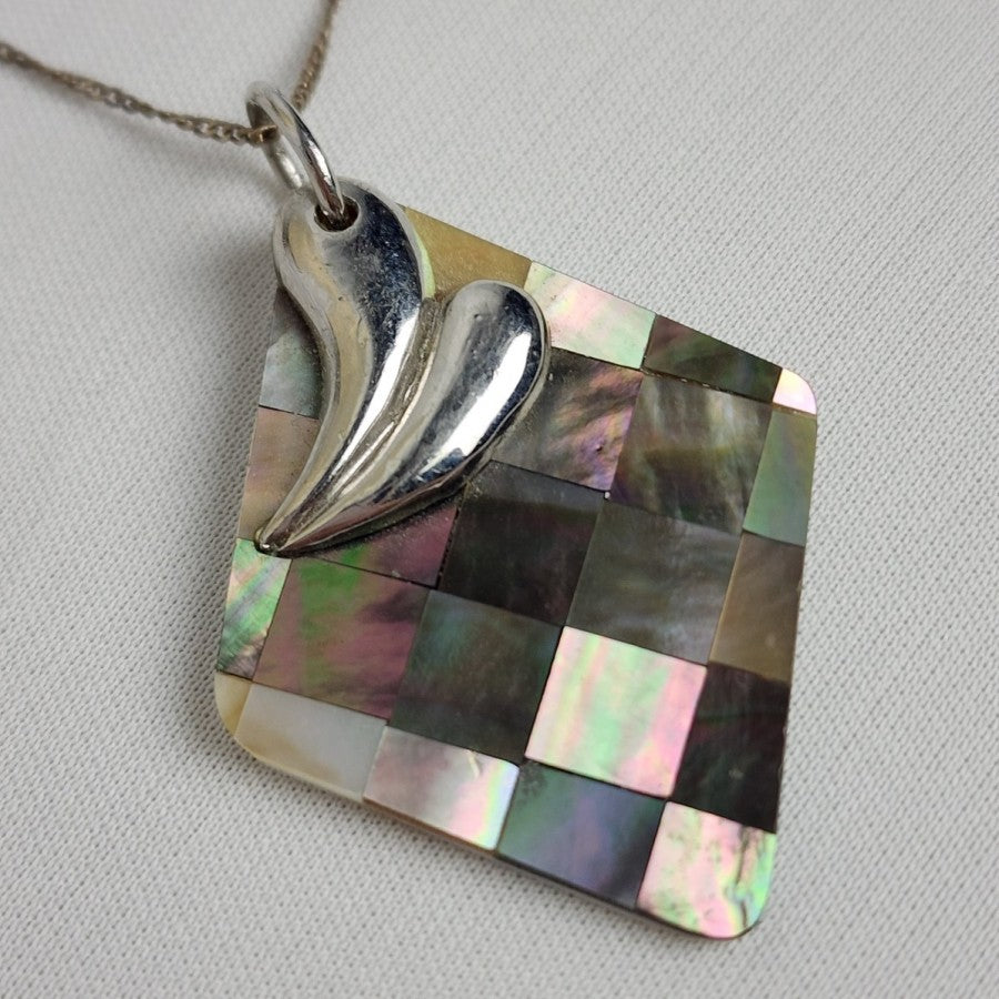925 Sterling Silver Chain Abalone Pendant Necklace