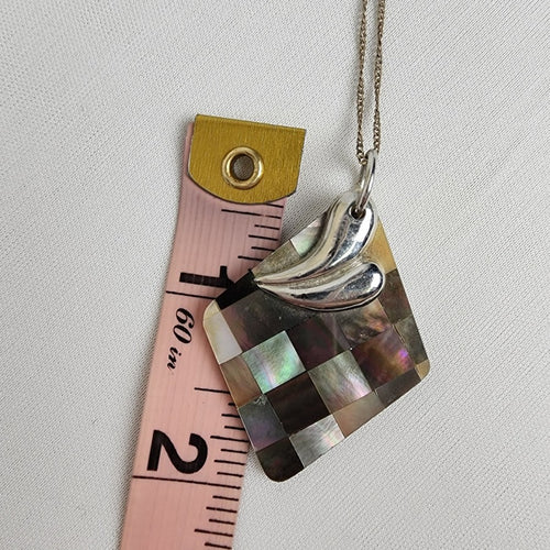 925 Sterling Silver Chain Abalone Pendant Necklace