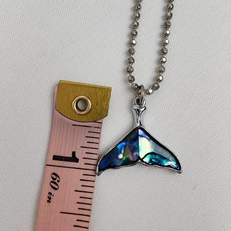 Abalone Schell Dolphin Tale Pendant Necklace