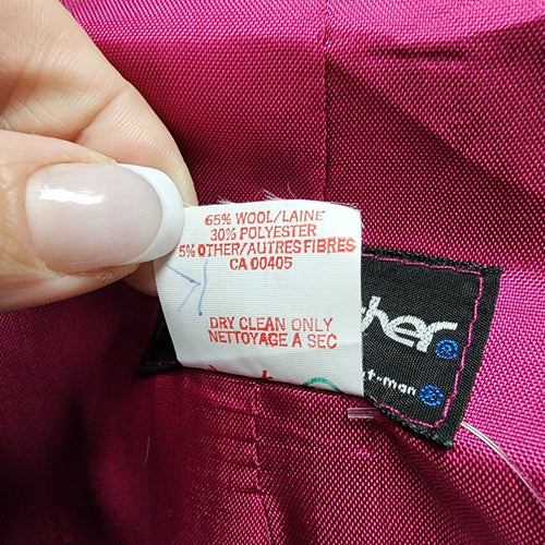 Panther Pink Wool Plaid Blazer Jacket Size 16