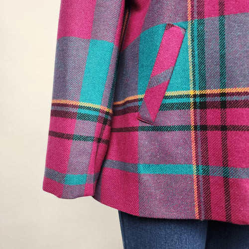 Panther Pink Wool Plaid Blazer Jacket Size 16