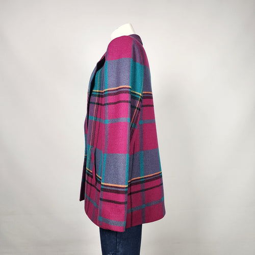Panther Pink Wool Plaid Blazer Jacket Size 16