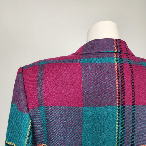 Panther Pink Wool Plaid Blazer Jacket Size 16