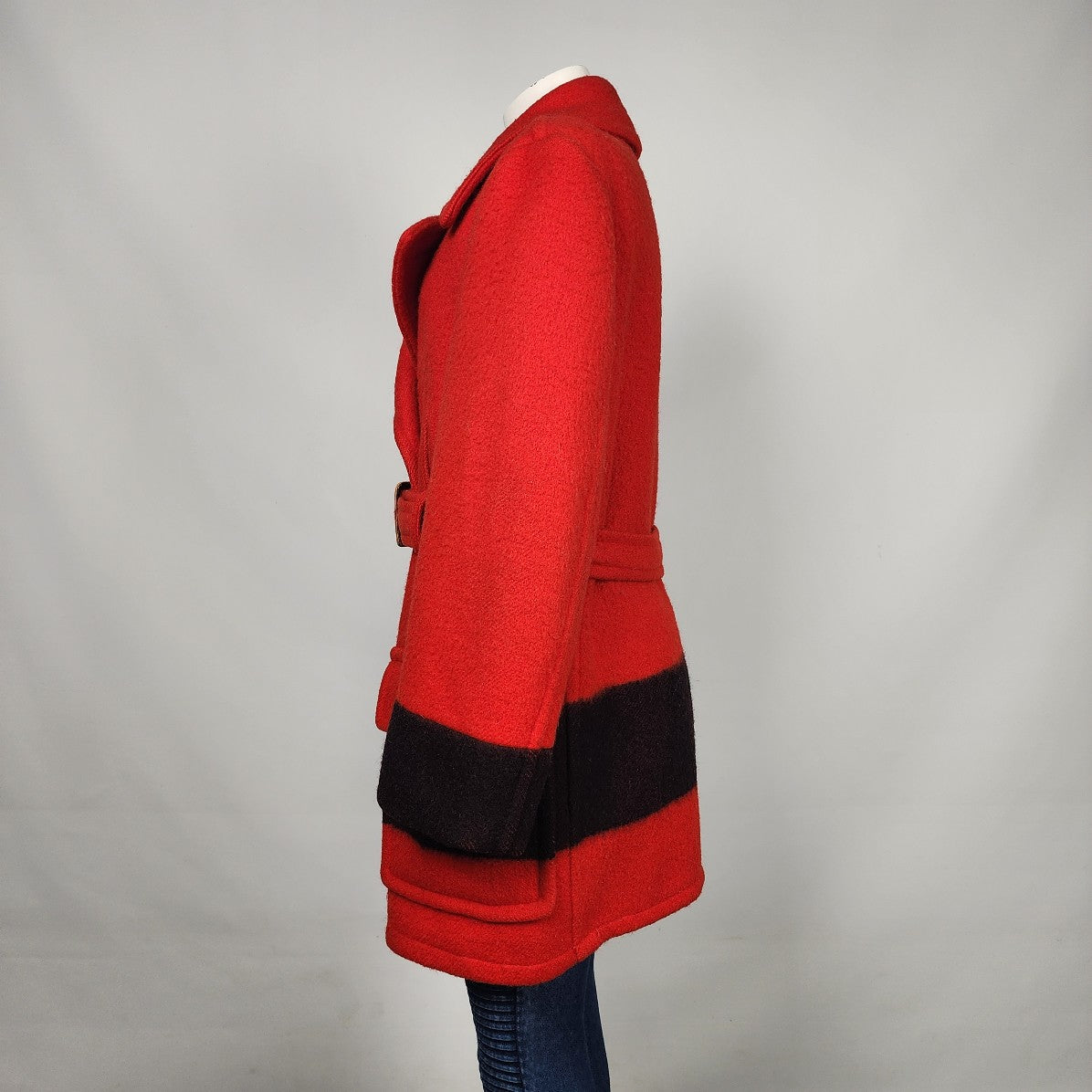 Vintage 1970s Hudson's Bay Red Point Blanket Pea Coat Size L
