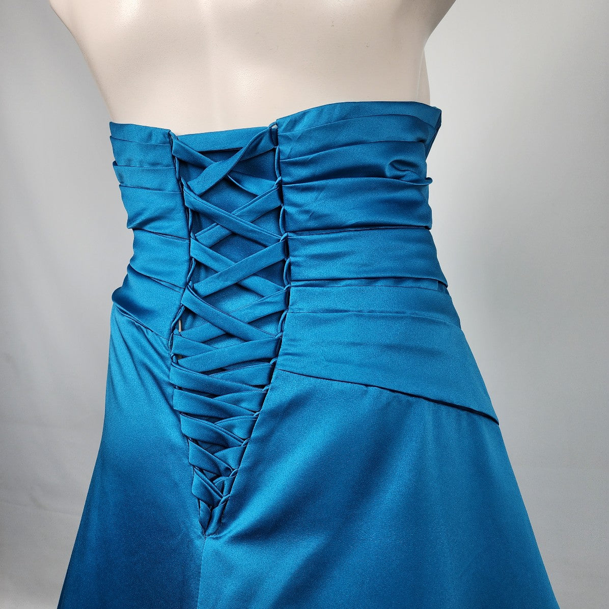 Symphony of Venus Blue Satin Crystal Detail Gown Size 1X-2X Grad Eventwear