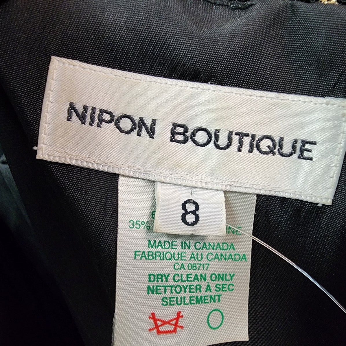 Vintage Nipon Boutique Black Velvet Gold Sequined Dress Size S