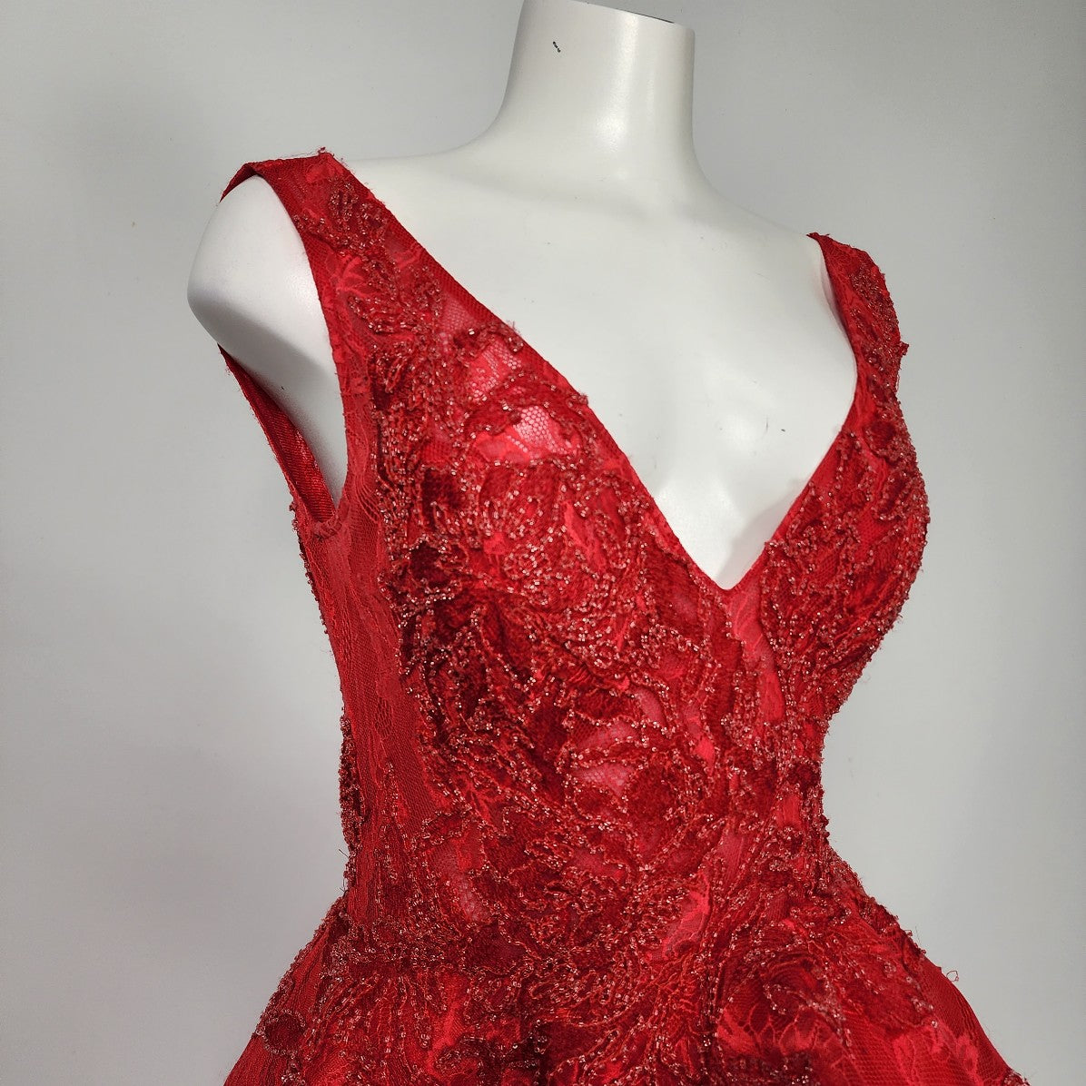 Andrea & Leo Couture Red Flare Grad Gown Size S/M