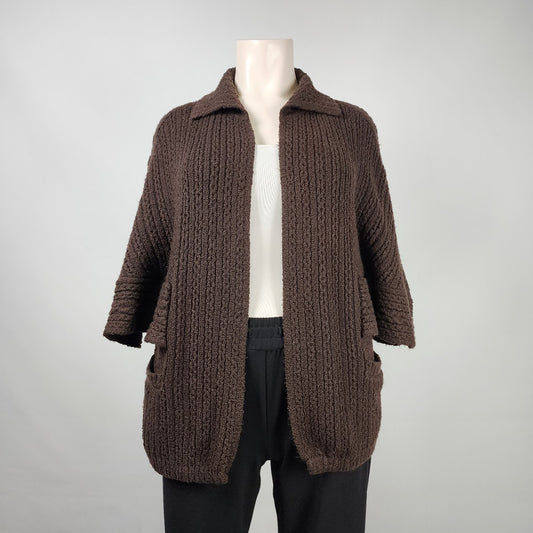 cabi Brown Cotton Knit Cape Cardigan Size M/L