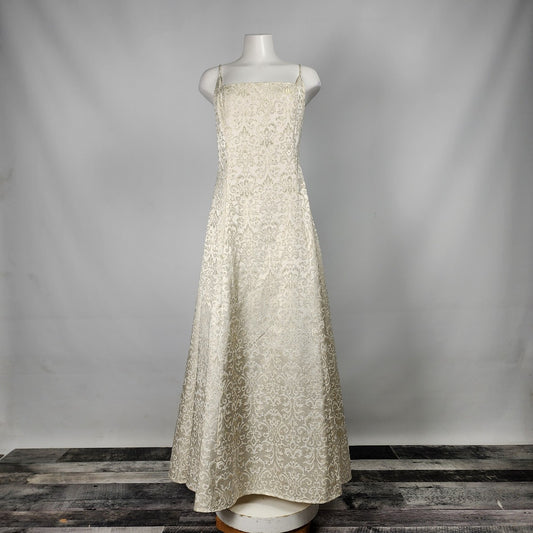 Vintage Be Smart Gold Embroidered Long Gown SIze M/L