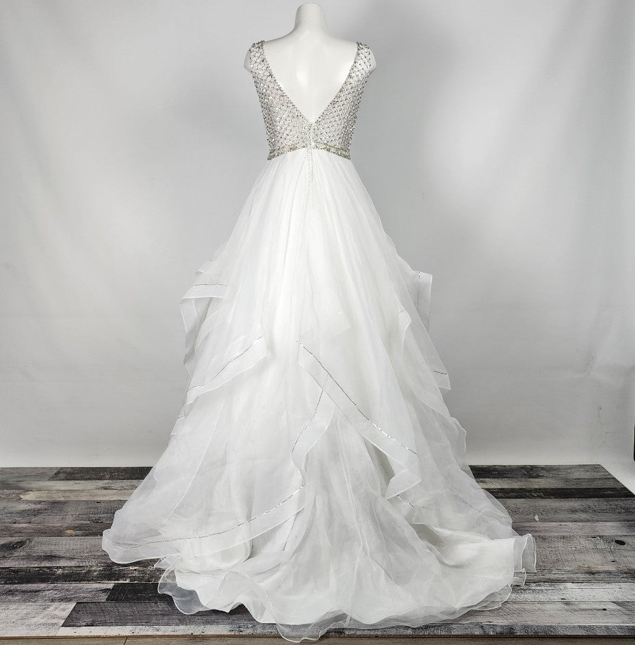 Bonny Bridal Crystal Encrusted Horse Hair Tule Wedding Gown Size S/M