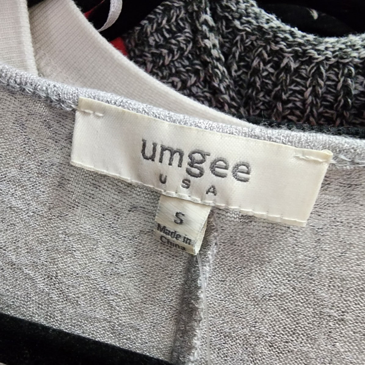umgee Grey Cotton Knit A Line Sweater Size S