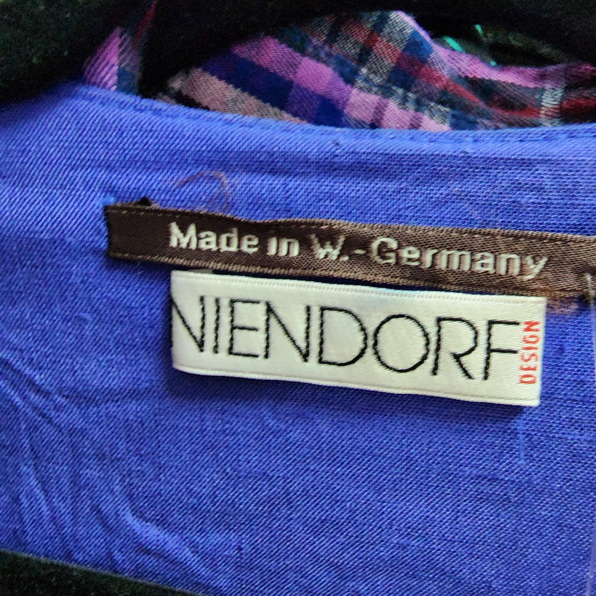 Vintage Niendorf Blue Linen Short Sleeve Blazer Size S/M