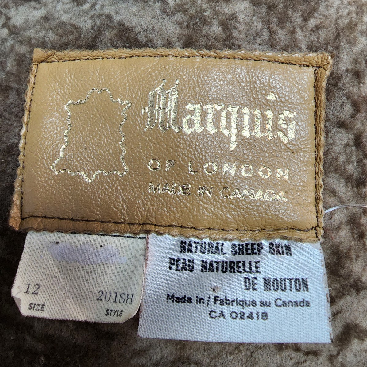 Vintage Marquis of London Natural Sheep Skin Coat Size S/M