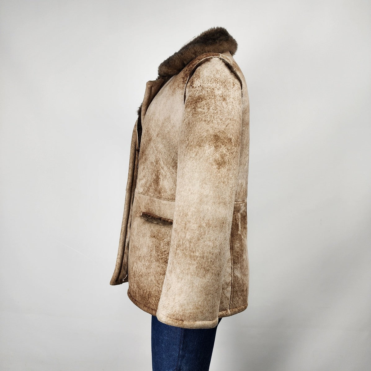 Vintage Marquis of London Natural Sheep Skin Coat Size S/M
