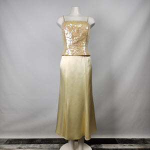 Alfred Angelo Yellow Sequined Two Piece Event Dress Size S
