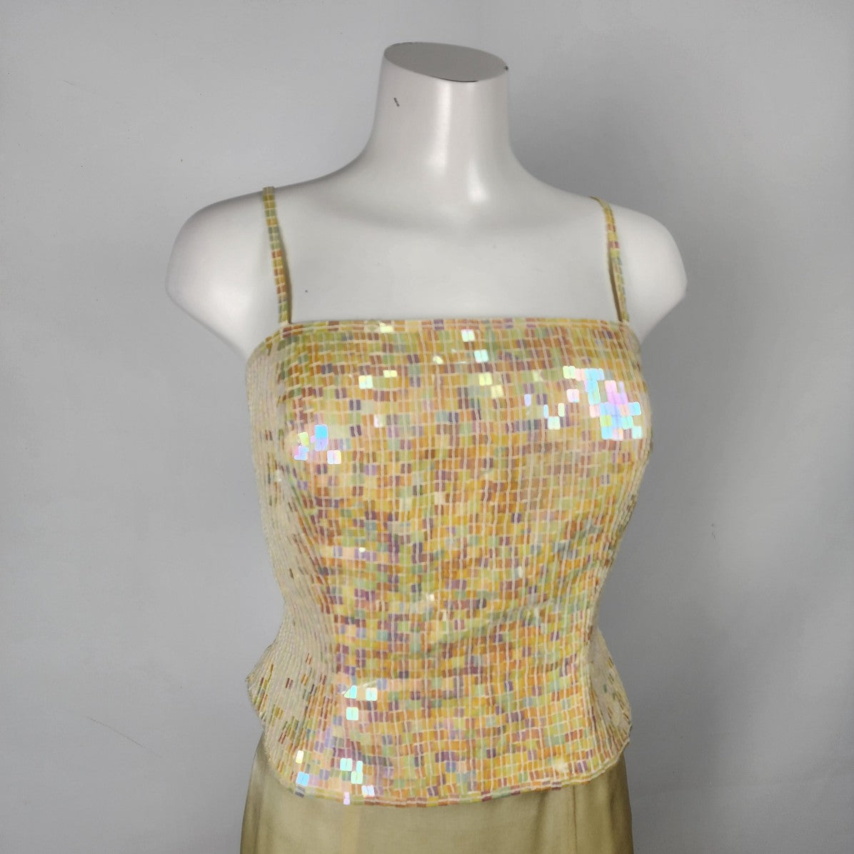 Alfred Angelo Yellow Sequined Two Piece Event Dress Size S