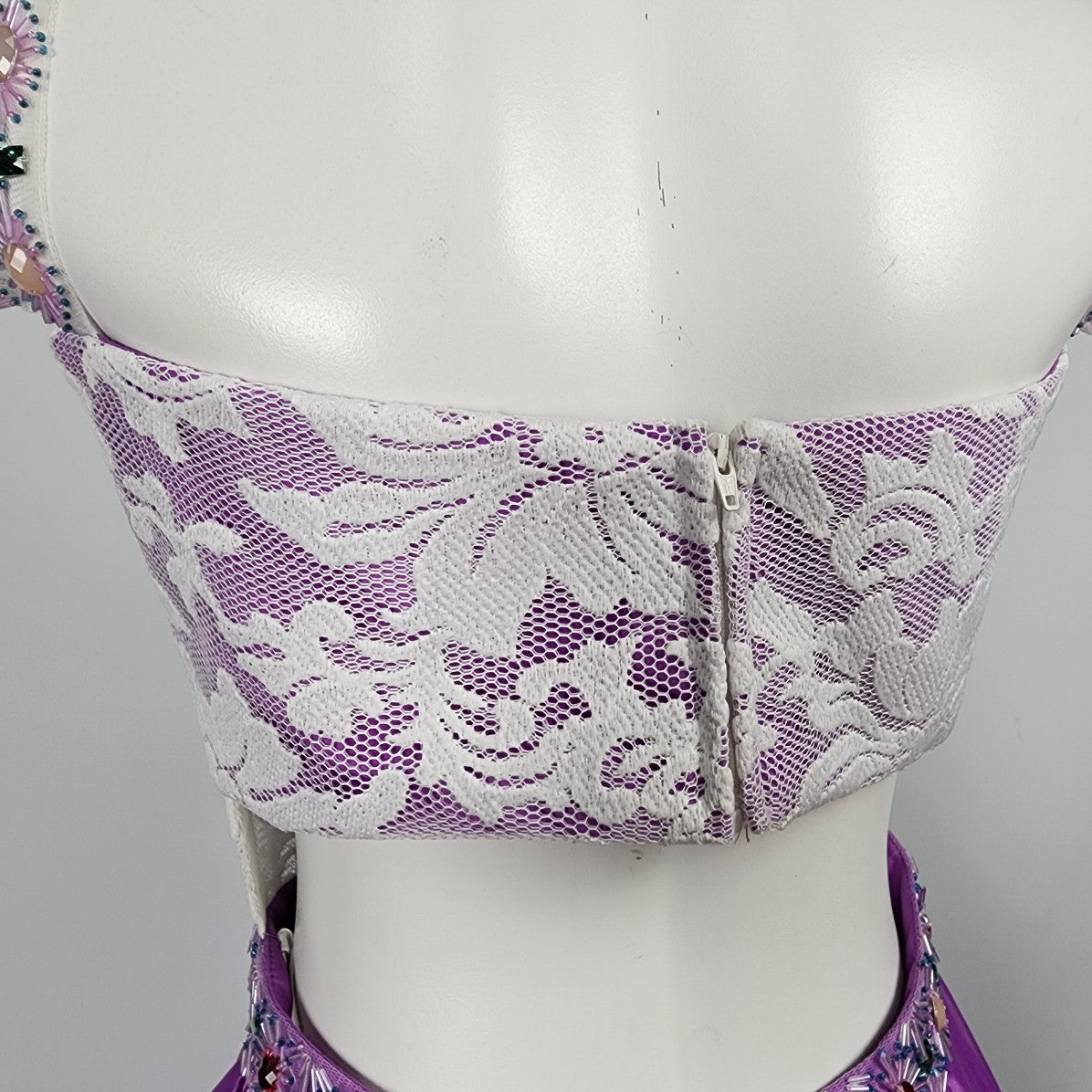 Rachel Allan Purple Lace Satin Beaded Grad Gown Size S/M