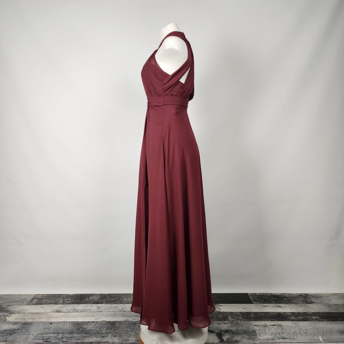 For Her and For Him Burgundy Halter Neck Bridesmaids Dress Size XS