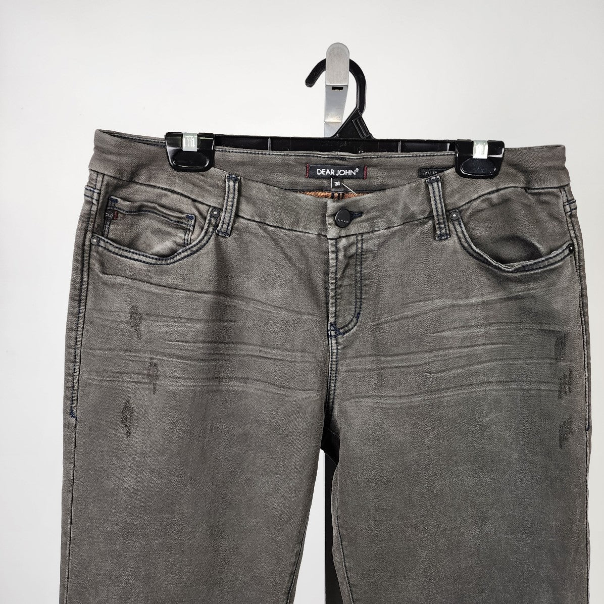 Dear John Joyrich Comfort Skinny Grey Distressed Jeans Size 31