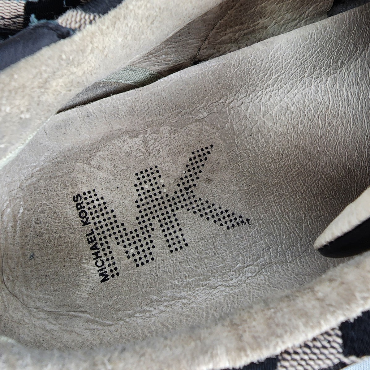 Michael Kors Black Monogram Leather Sneakers Size 8