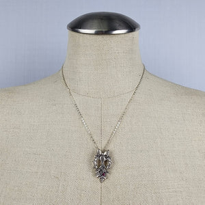 Vintage Franklin Mint 1982 925 Sterling Silver Love Mistle Toe Pendant Necklace