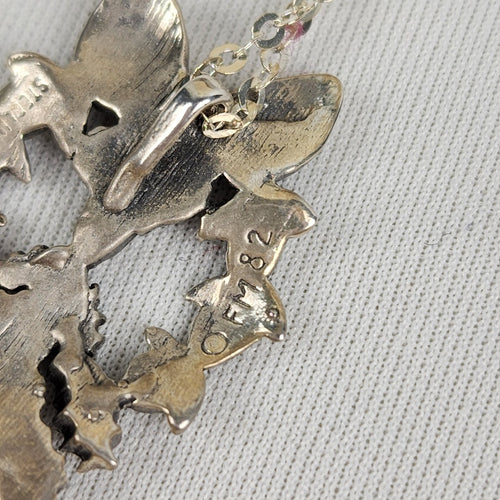 Vintage Franklin Mint 1982 925 Sterling Silver Love Mistle Toe Pendant Necklace