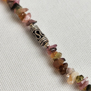 Natural Chip Stone 925 Sterling Silver Beaded Necklace