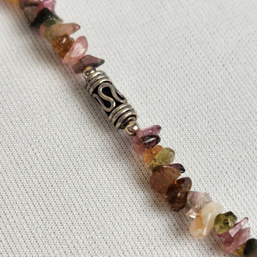 Natural Chip Stone 925 Sterling Silver Beaded Necklace