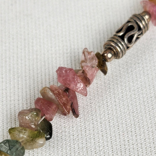 Natural Chip Stone 925 Sterling Silver Beaded Necklace