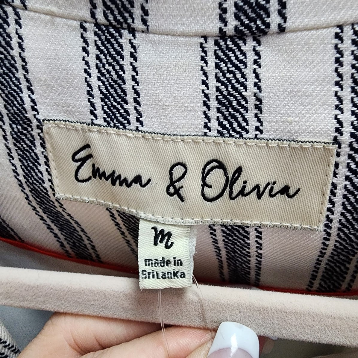 Emma & Olivia White Stripped Linen Blazer Size M