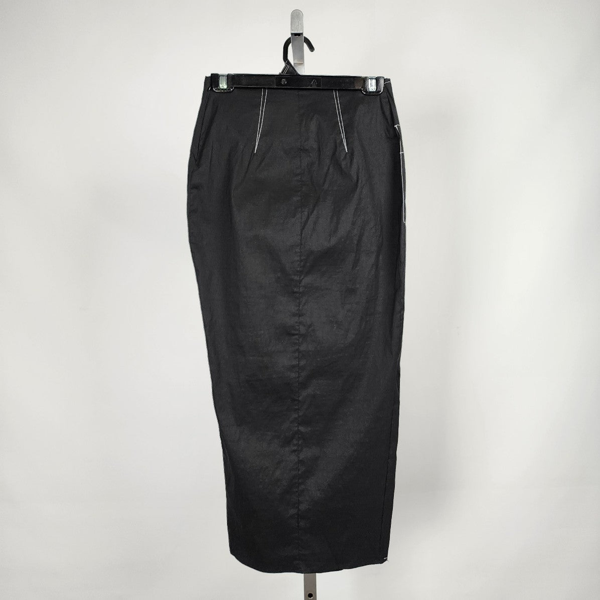 Sarah Pacini Made In Italy Black Linen Cotton Pencil Long Skirt Size 0