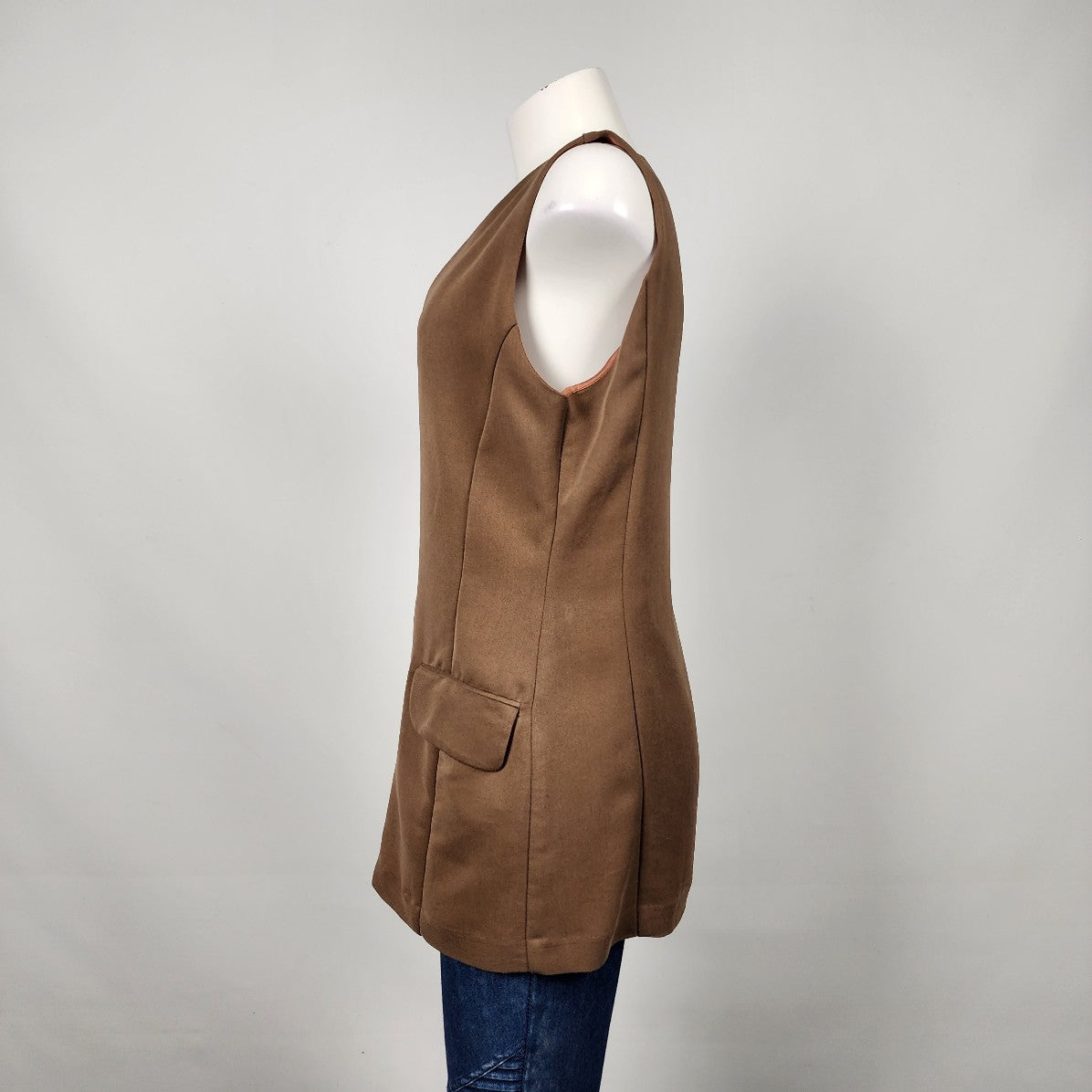 Vintage Adriano Ferro Brown Zip Front Vest Size M