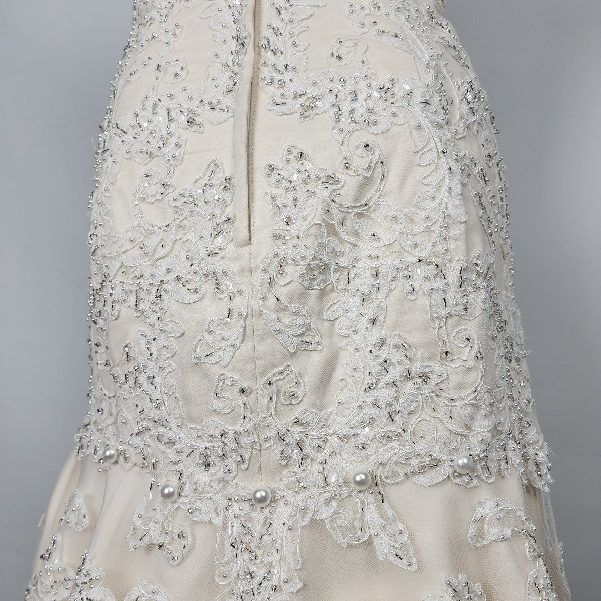 Oleg Cassini Ivory Beaded Wedding Gown Size S