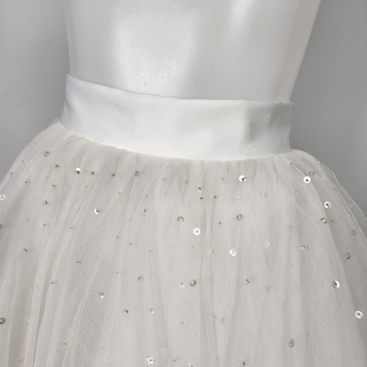 White Beaded Tulle Skirt Size XS