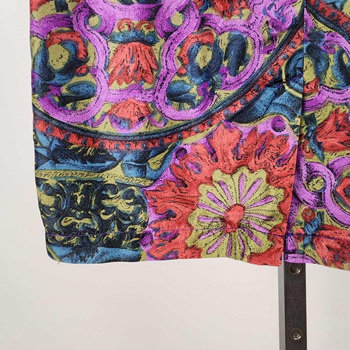 Vintage Impulse Blue & Purple Floral Silk Skirt Size S