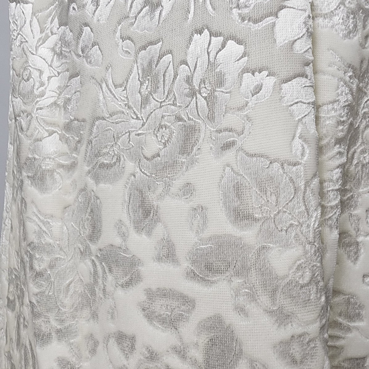 Vintage Ivory Velvet Floral Sleeveless Dress & Long Jacket Size S