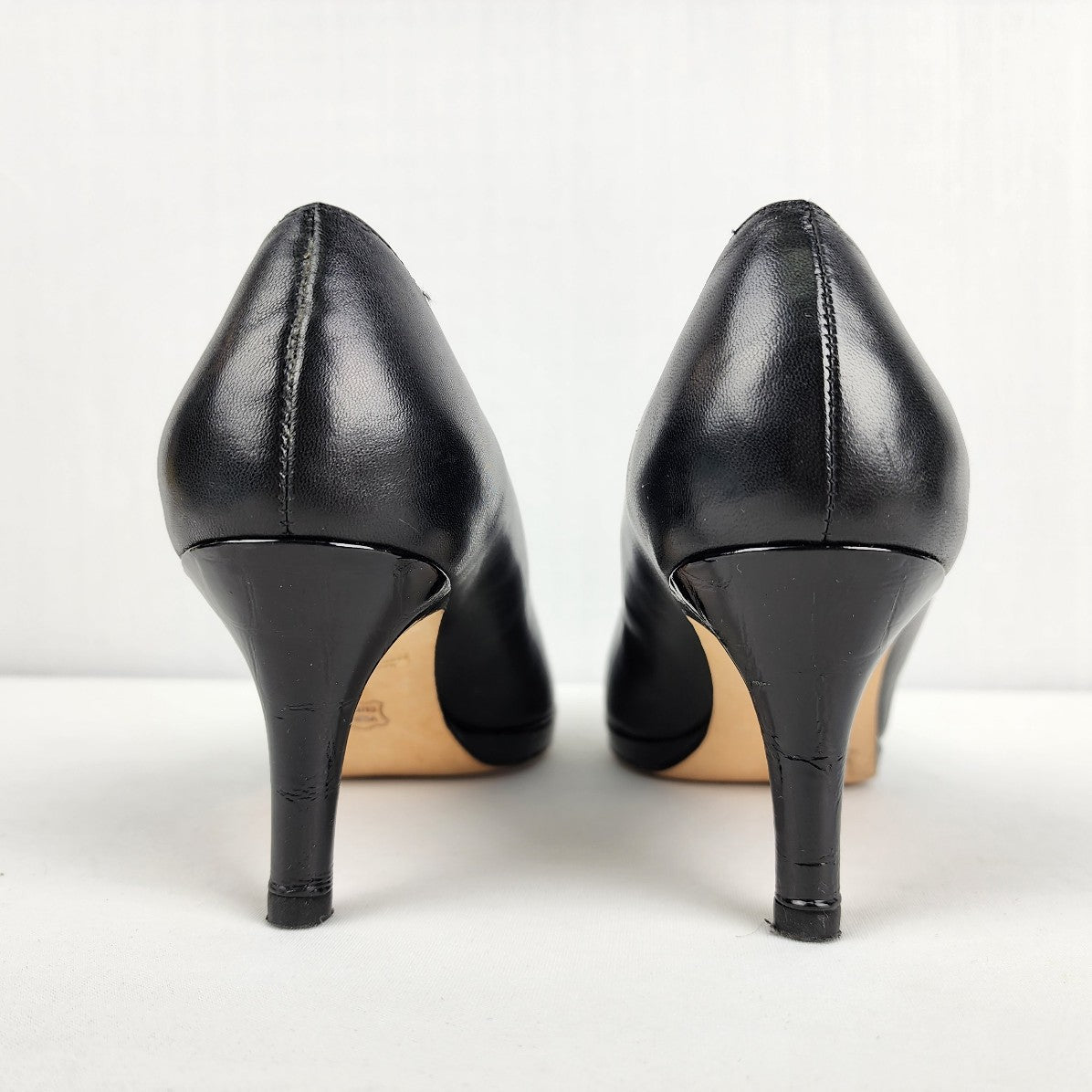 Vaneli Black Leather Heels Size 7.5